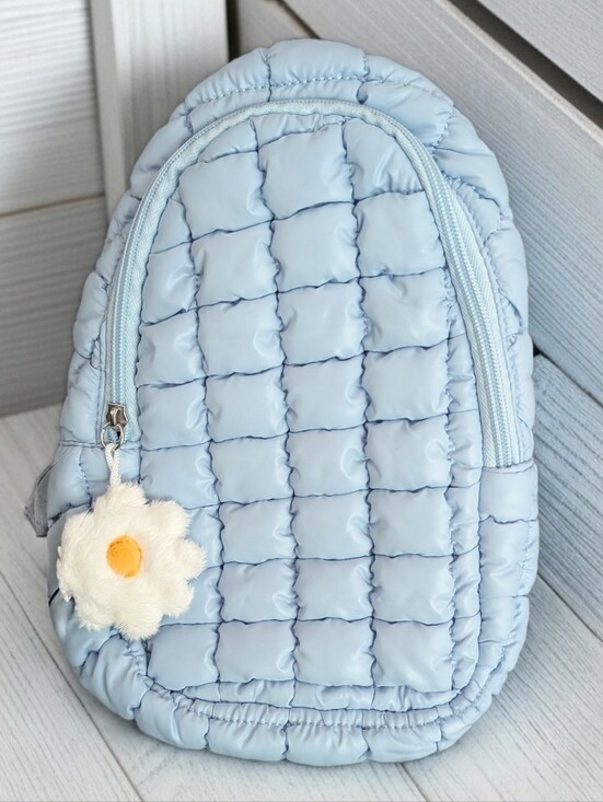 wonder nation Handbags - Adorable Wonder Nation Puffer Sling Bag Daisy Light Blue Hot Pink W Fun Charm